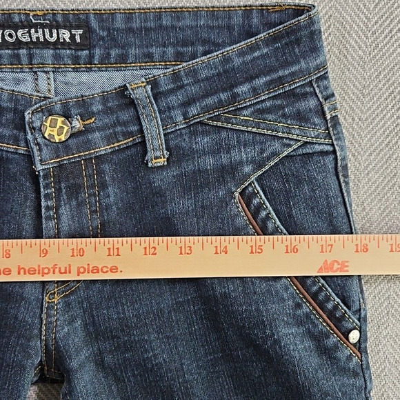 Yoghurt Jeans Women's 16P W32 L28 Dark Wash Blue Tapered Leg Woven Slash Pockets - Picture 16 of 16